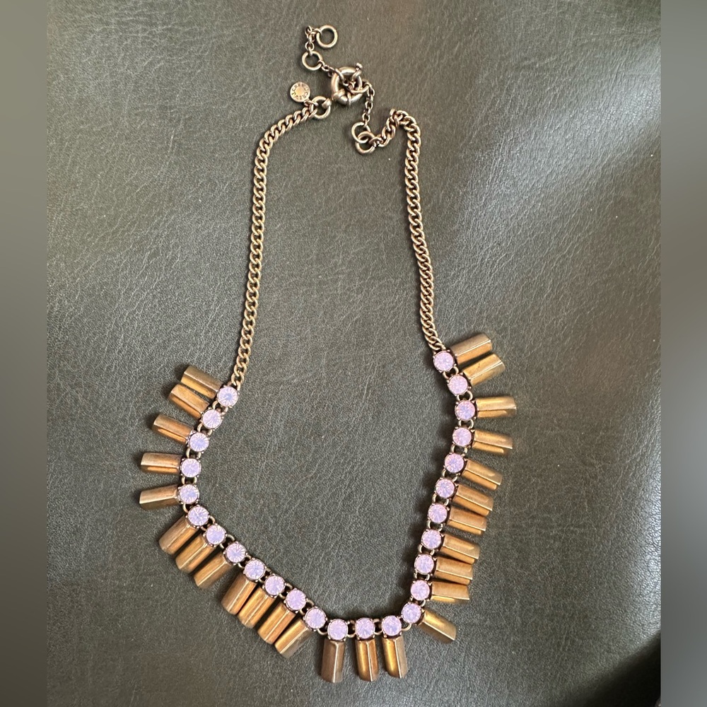 J Crew Statement Necklace with Pink Stones.